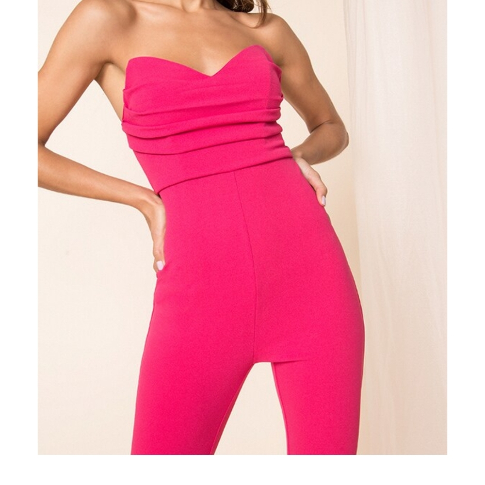 Superdown REVOLVE Strapless Hot Pink Jumpsuit